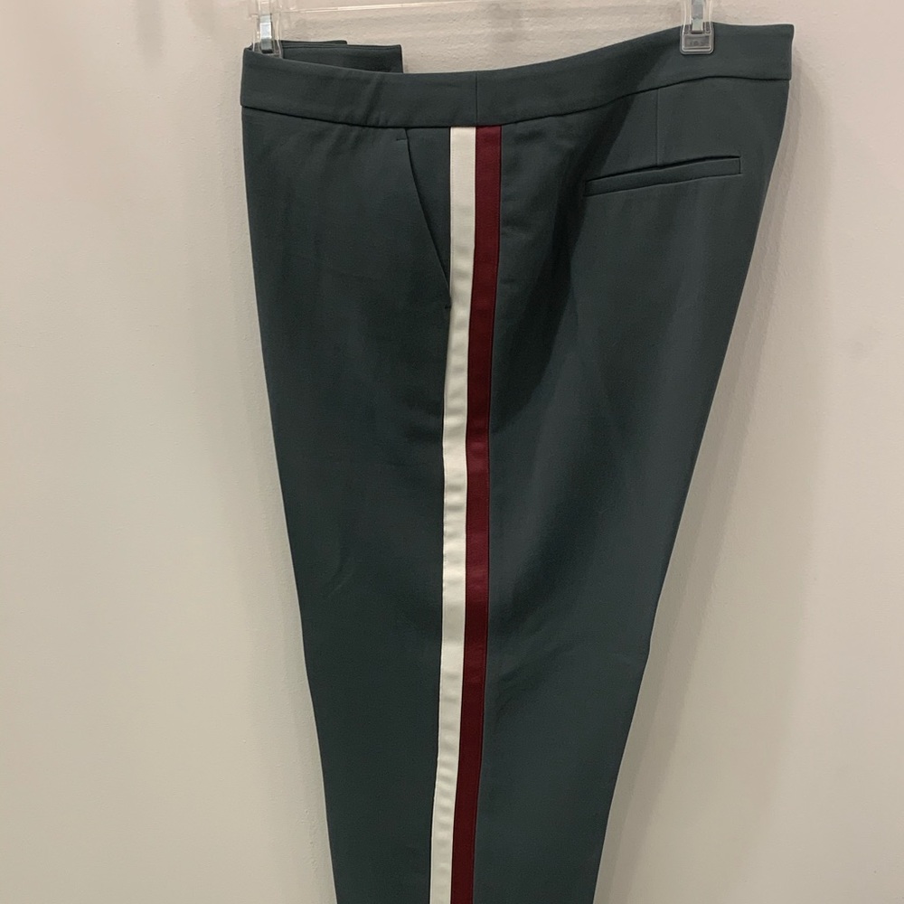 NEW Boden Green 7/8 Side Striped Trouser Pants